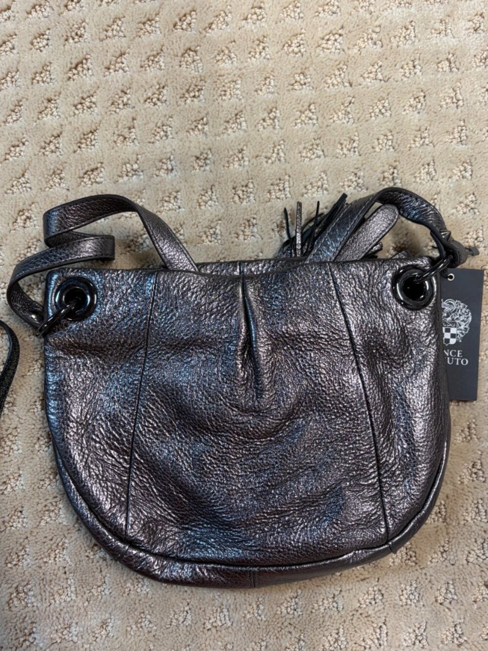 NWT Vince Camuto Dark Silver Metallic Crossbody Purse